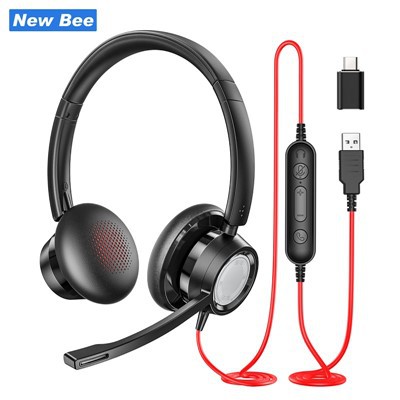 USB trokšņu slāpēšanas austiņas ar tālruņa atbildes pogu